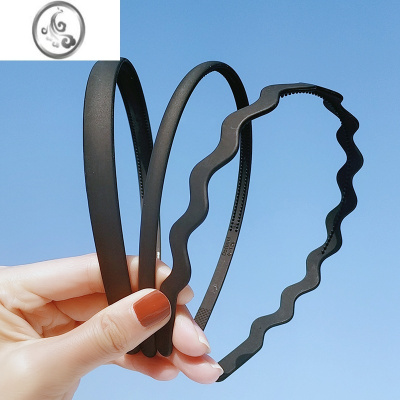 JiMi3个装~简约黑色洗脸发箍男女通用防滑带齿压发化妆用头箍发卡头饰