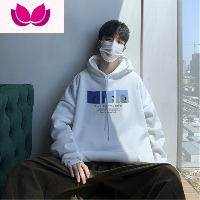 七斓春卫衣男士连帽加绒ins港风情侣宽松外套潮流潮牌百搭衣服