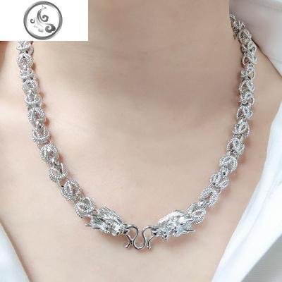 999纯银男士项链霸气个性双龙头粗款纯银链子男款挂坠配链无吊坠 JiMi