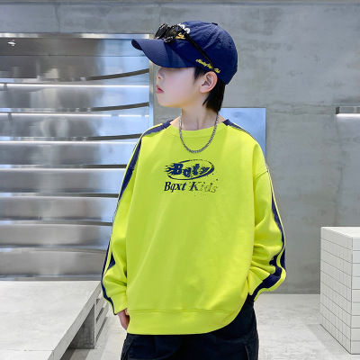 男童拼色卫衣春秋款新款儿童秋装上衣宽松男孩打底衫秋季炸街