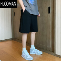HLCOMAN短裤男夏季宽松潮流休闲五分裤潮牌运动裤黑色男士2025新款沙滩裤