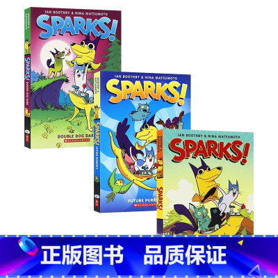 斯帕克斯系列3册 [正版]真假狗英雄3册 英文原版漫画 Sparks 学生课外英语阅读小说 青少年章节桥梁冒险科幻故事书