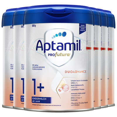 [6罐装]Aptamil德国原装进口爱他美白金版1+段1-2岁婴幼儿配方奶粉800g