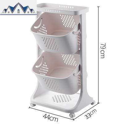 厨房蔬菜置物架落地多层水果筐菜篮调料玩具收纳架移动带轮子 三维工匠