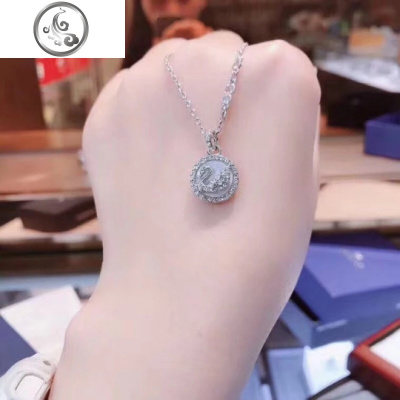 201925银新款施家挚爱天鹅项链女圆盘贝母镶钻吊坠网红锁骨链百搭 JiMi