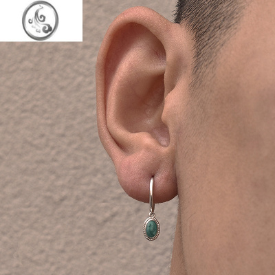 JiMi925银银耳环男高级感潮流个性男款耳圈痞帅ins潮单只男生美式耳钉