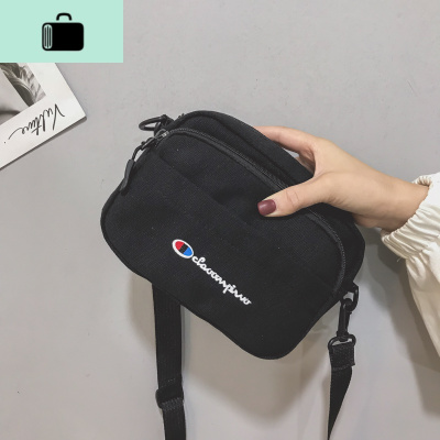 2020新款潮韩版学生原宿学院风百搭斜挎网红小黑包帆布ins包包女NEW LAKE女士单肩包