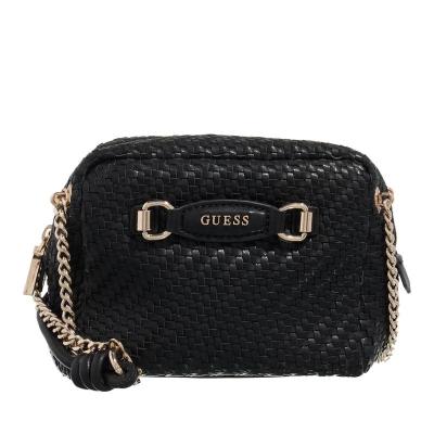 GUESS女式单肩包经典黑皮纹金属扣大容量斜挎包