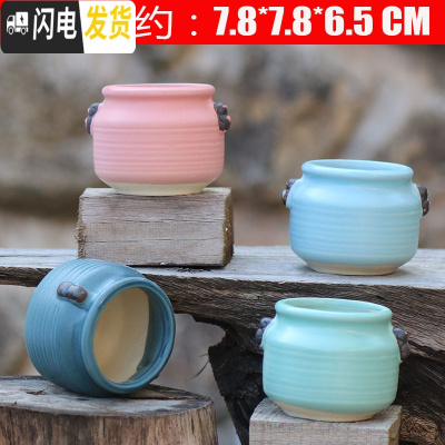 三维工匠陶瓷特小号多肉植物多色套装控型迷你多肉拇指肉肉花盆创意 韩红色图上(秋4个) 中小花盆容器