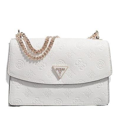 GUESS精致百搭仿皮斜挎链条包手提单肩包浅白色通勤手袋