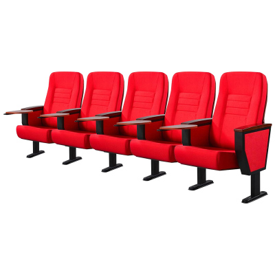 臻远ZY-LTY-45礼堂椅剧院椅会议室椅子红色带前写字板五人位