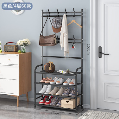 家时光简易落地衣帽架鞋架一体组合多功能家用鞋帽架卧室客厅挂衣架门厅