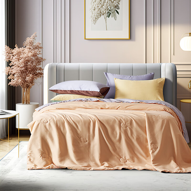 富安娜净柔夏被\月光漫步\浅橙\152*210cm\250g单位:床 橙色