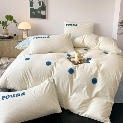 轻奢高级感水洗棉毛巾绣四件套纯棉新款小清新床单床品