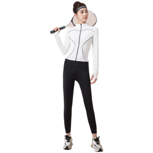 夜跑反光骑行服防风速干修身跑步运动健身套装