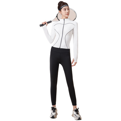 夜跑反光骑行服防风速干修身跑步运动健身套装