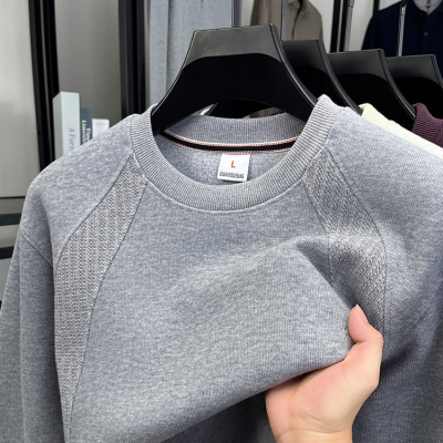 棉质长袖T恤男春秋新款圆领卫衣男士内搭上衣重磅打底衫男款