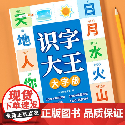 [斗半匠]识字书幼儿认字幼儿园学前识字大王大字版儿童小学生一年级上册下册生字识字表3000字幼小衔接挂图卡片启蒙1000