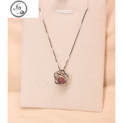hzyeyuan 925纯银爱心莓晶项链女气质短款锁骨链颈链少女 JiMi