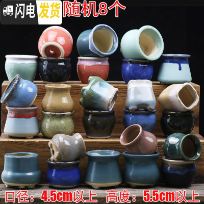 三维工匠陶瓷特小号多肉植物多色套装控型迷你多肉拇指肉肉花盆创意 拇指盆(随机8个) 中小花盆容器