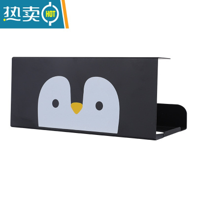 敬平厨房纸巾架免打孔铁艺用纸架 家用餐巾纸挂架橱柜门抽纸盒壁挂式 小企鹅款一个纸巾盒