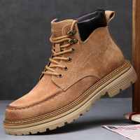 马丁靴男真皮秋冬英伦短靴厚底真皮工装靴男士拉链复古潮款皮靴_455