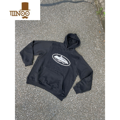 YANXU DRILL风美式街头嘻哈印花加绒连帽卫衣男潮宽松外套