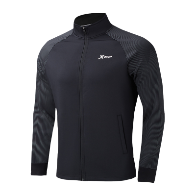 特步针织外套978329068008(正黑色)