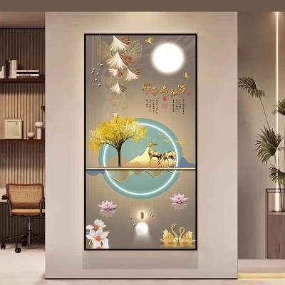 维诺亚中式玄关装饰画轻奢大气入户走廊简约过道立体贴画墙贴壁画