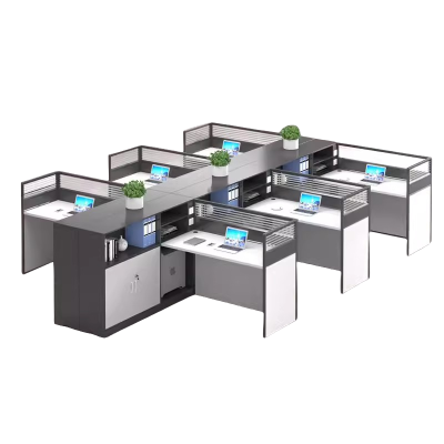 迅迈 干字型六人位 职员办公桌 现代工位 员工桌屏风 卡位卡座