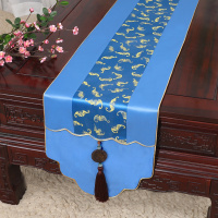 新中式古典玉桌旗茶几长条布艺中国风桌布床柜旗电视柜盖布 如意百福 34*150适合桌长90-100CM