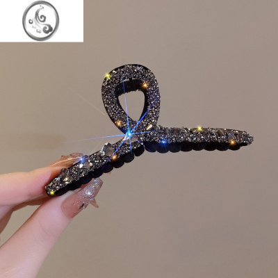 JiMi复古精致满钻发夹女后脑勺优雅黑色鲨鱼夹ins网红高级感大号抓夹