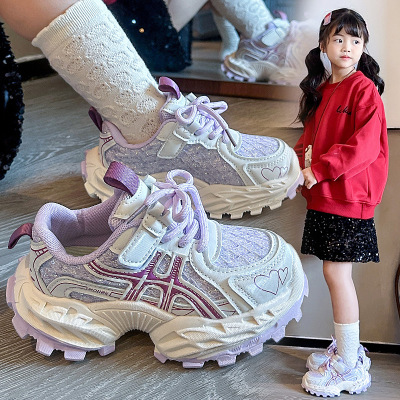 新款儿童运动鞋女童休闲老爹鞋女孩公主鞋网面透气学生男童跑步鞋_622