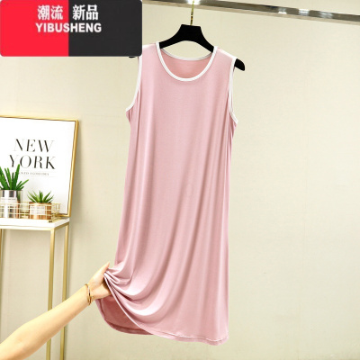 YIBUSHENG莫代尔宽松背心裙季薄款内搭无袖连衣裙大码显瘦外穿长款连衣裙