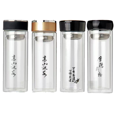 天富星双层水杯高硼硅玻璃茶杯 印字 个