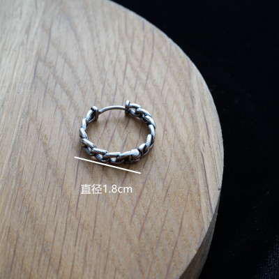 韩国进口耳饰宽口复古麻花圈形耳骨环扣式耳圈送女朋友老婆情人节七夕生日礼物