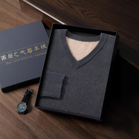 空气层加厚年秋冬山羊绒男士V领商务休闲时尚打底毛衣针织衫