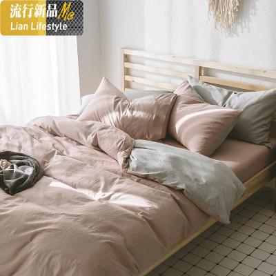 北欧双拼针织棉水洗棉四件套棉床上用品床单被套床笠棉4件套 三维工匠