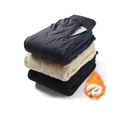 加绒雪地裤子男士秋冬季新款加厚防水防风羊羔绒运动棉裤_1