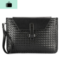 时尚手工编制男士手抓质手拿包 男包商务休闲单肩包斜跨包潮NEW LAKE 黑色