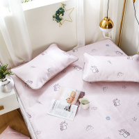 美帮汇冰丝席三件套少女夏凉席1.8m可折叠凉席套件樱粉星梦