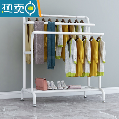 敬平衣架卧室落地挂衣架衣帽架阳台晾衣架晒鞋被子大容量收纳衣服器 白色 三根管长100高160