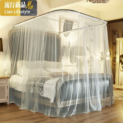 上市遮光布导轨酒店床幔外帐纱蚊帐三开U型导轨1.5米1.8m床 三维工匠