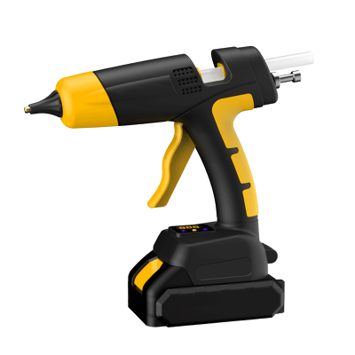 佰纳瑞(BAINARUI)锂电可调节数显压胶枪100W+10根胶棒 适用11mm胶棒 BR-JQ11S 黄黑