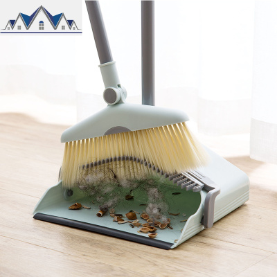塑料防风扫把畚箕套装扫地清洁工具 家用带刮齿立式簸箕扫帚组合 三维工匠