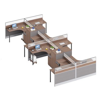 科朔 办公桌职员桌 员工桌 板式屏风桌 带小柜 八人位 KS-06L3024