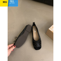 聚范新中式单鞋平底鞋芭蕾舞鞋夏季法式蝴蝶结瓢鞋一脚蹬通勤软底女鞋