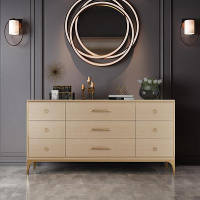 森美人美式轻奢九斗柜卧室电视柜简约现代客厅实木边柜储物收纳柜子