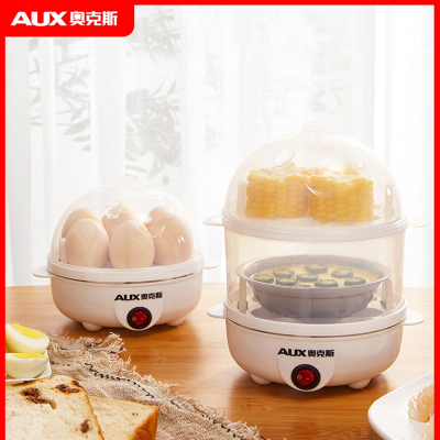 奥克斯(AUX)煮蛋器蒸蛋器自动断电迷你煮鸡蛋羹机小型家用早餐1人_白色双层可蒸14枚鸡蛋