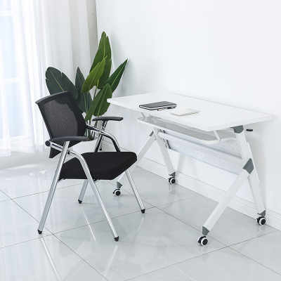 尔迈 培训桌折叠桌长条桌会议桌椅组合员工培训折叠办公双人活动拼接课桌 1.2米带档板